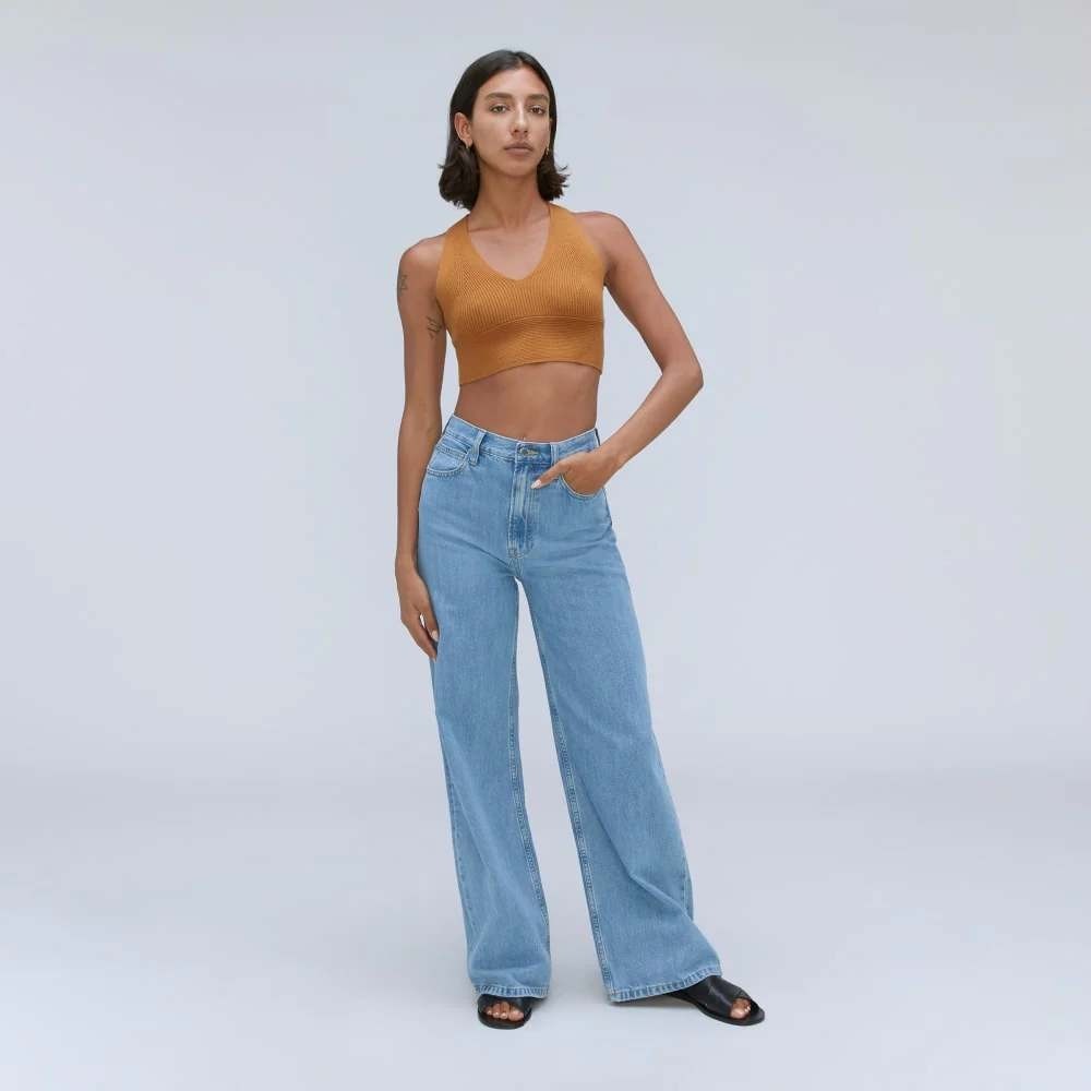 Everlane The Baggy Jean Light Indigo Organic Cotton Tencel Wide Leg 29 Regular